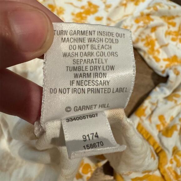 Garnet Hill 4-Piece Green Cotton Asian Wrap Yellow Floral Pajama Set M READ - Picture 6 of 9